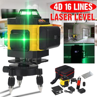 4D 16 Linien Laser Level Green Line Leistungsstarkes grünes Licht 4D Green Beam Laser Level Selbstnivellierendes horizontales vertikales Messwerkzeug