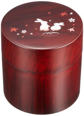 Nakatani Brothers Company Yamanaka Lacquerware Tea Caddy Wood Grain Lucky Rabbit Design 35-4517