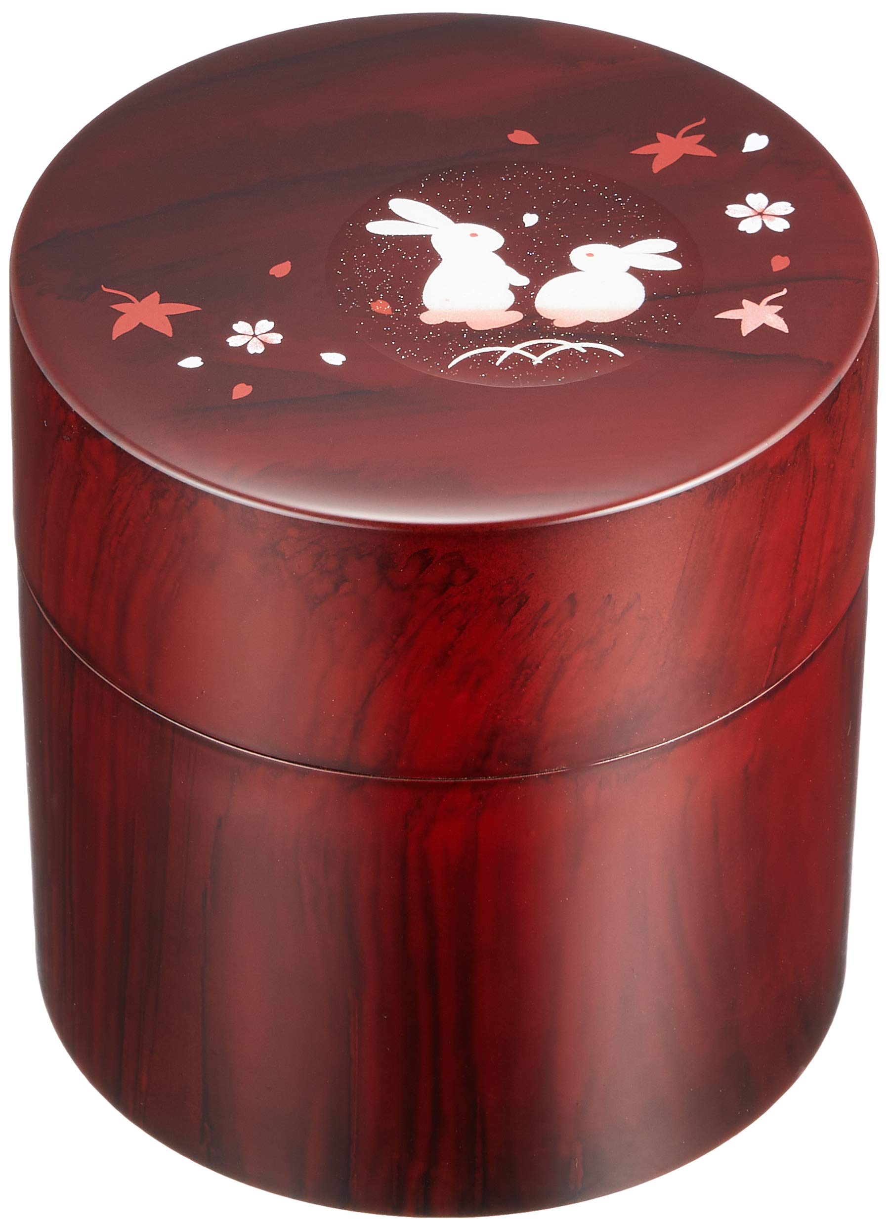 

Nakatani Brothers Company Yamanaka Lacquerware Tea Caddy Wood Grain Lucky Rabbit Design 35-4517