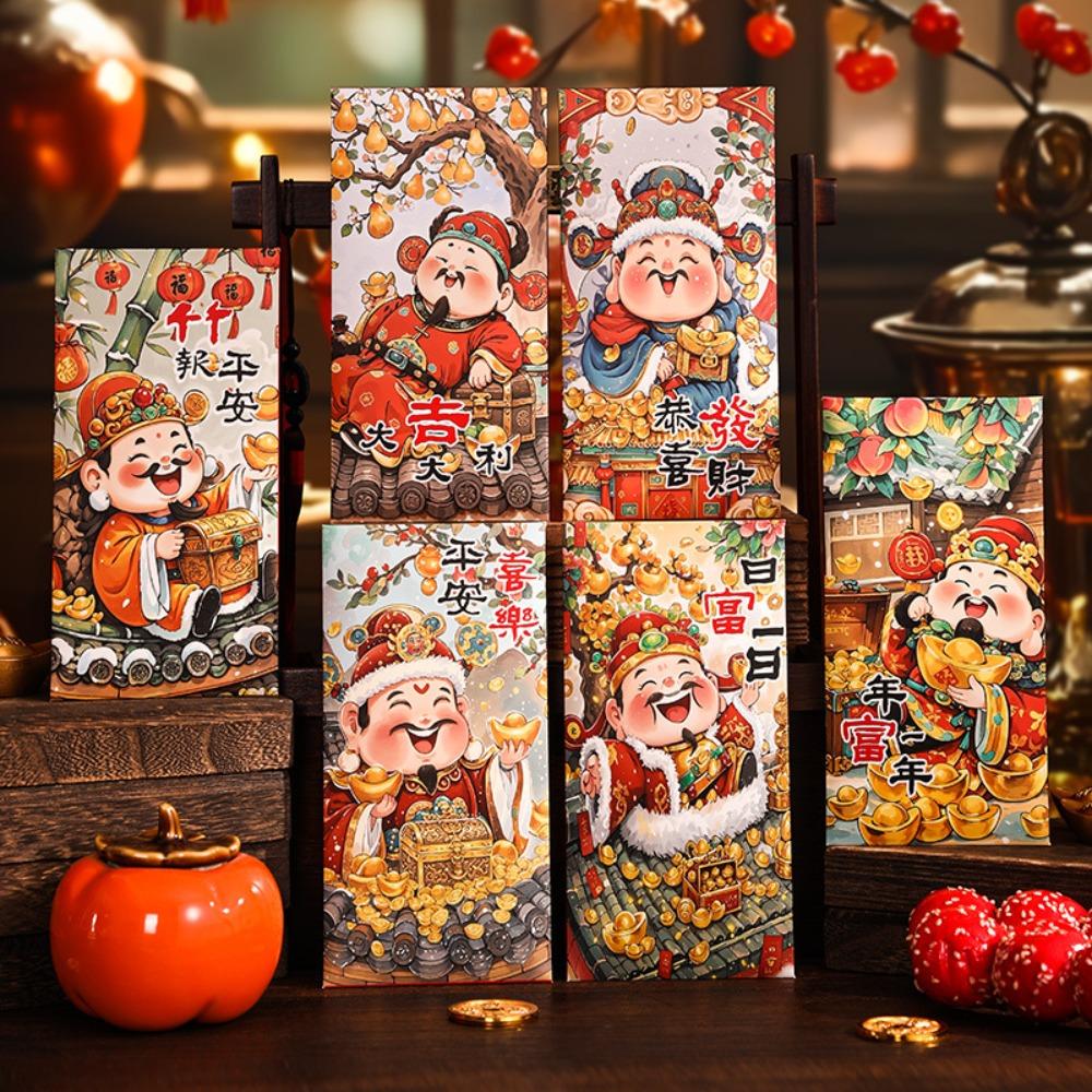 6pcs Traditional New Year Red Envelopes Cartoon Lucky Money Packets  Spring Festival Supplies