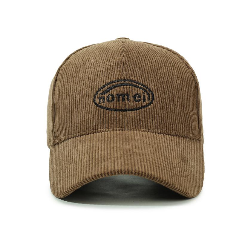 Corduroy Cap Letter Embroidery Baseball Cap for Men Women Outdoor Cap