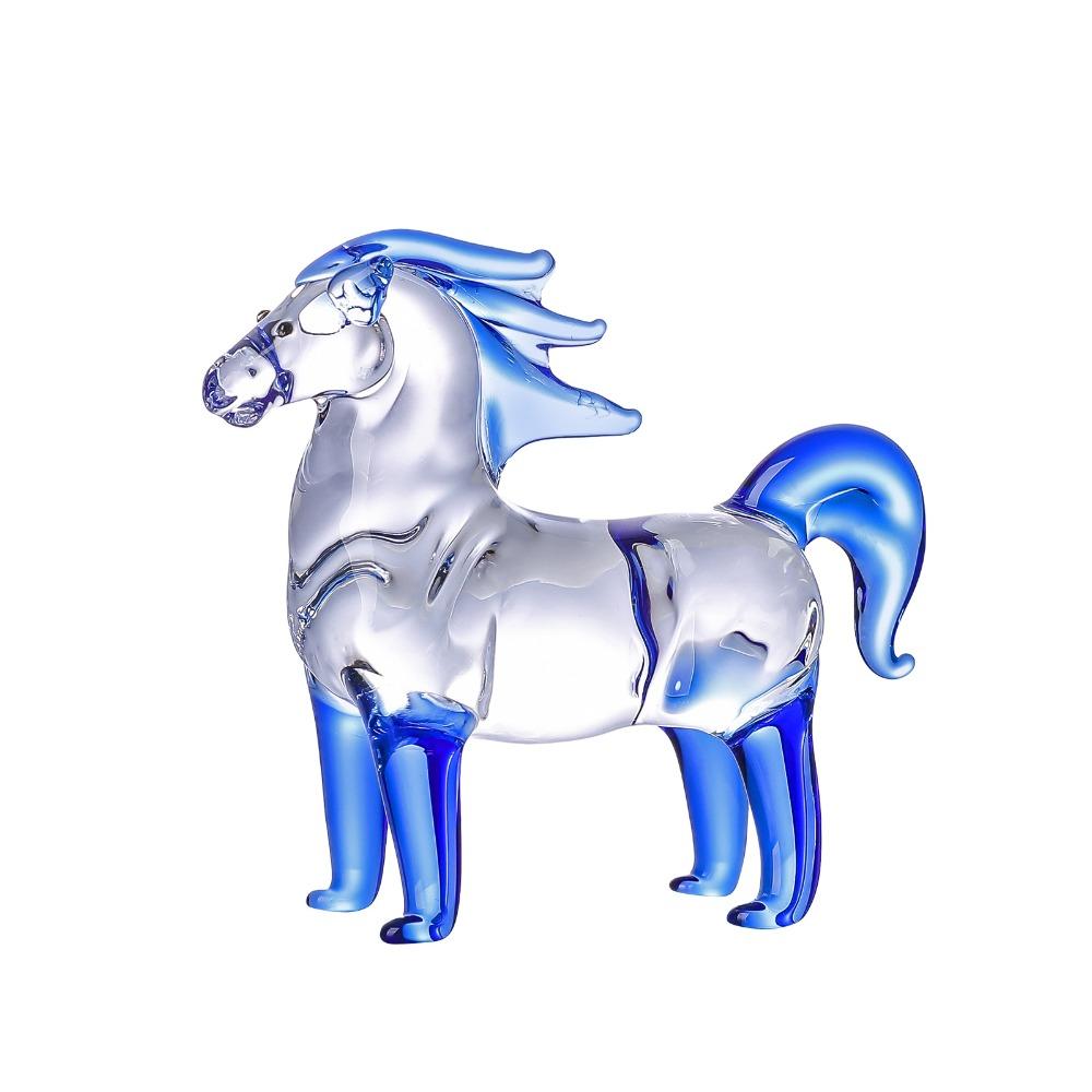Colorful Decorative Crystal Horse Statue Glass Animal Sculpture  Office Decoration