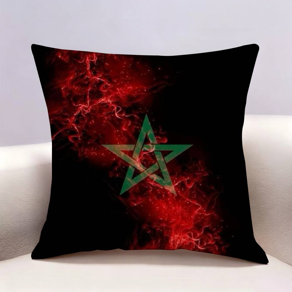 Morocco Map Flag Doublesided Print Pillow Case Cushion Cover Throw Pillow Case For Car Sofa