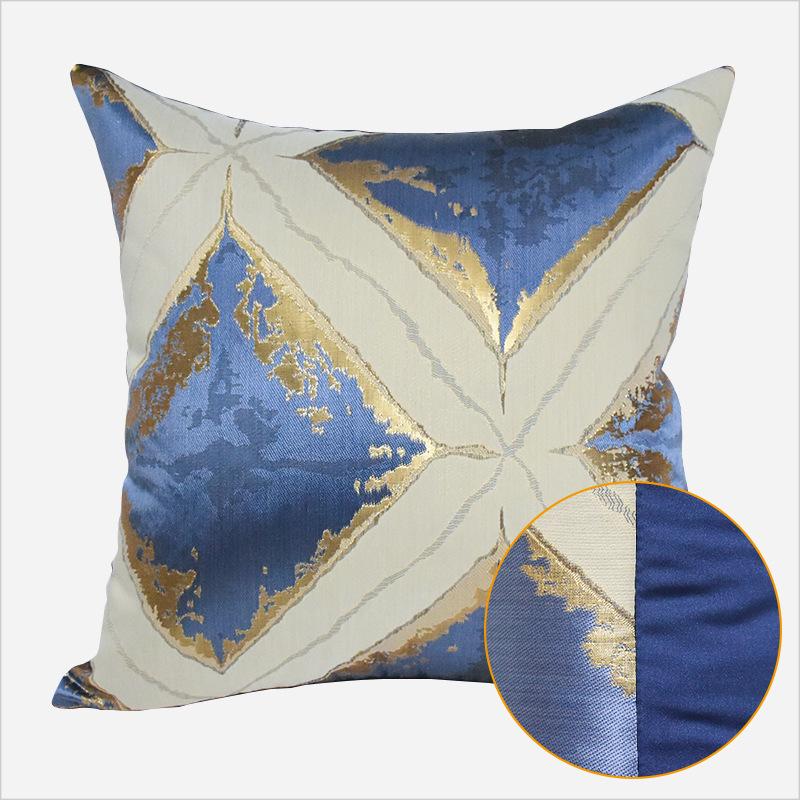 Blau-Grauer Moderner Luxuriöser Geometrisch Gestreifter Kissenbezug für Sofa oder Wohnzimmer