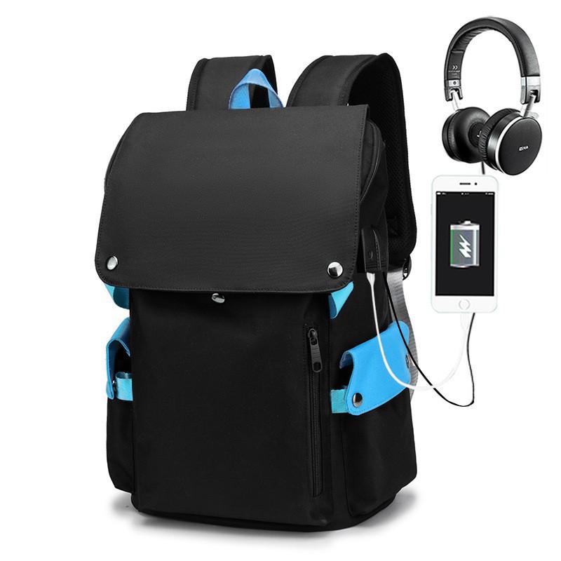 Anime Cartoon Print USB Charging Flap Top Teenage Student Backpack Casual Bookbag for Boys Girls