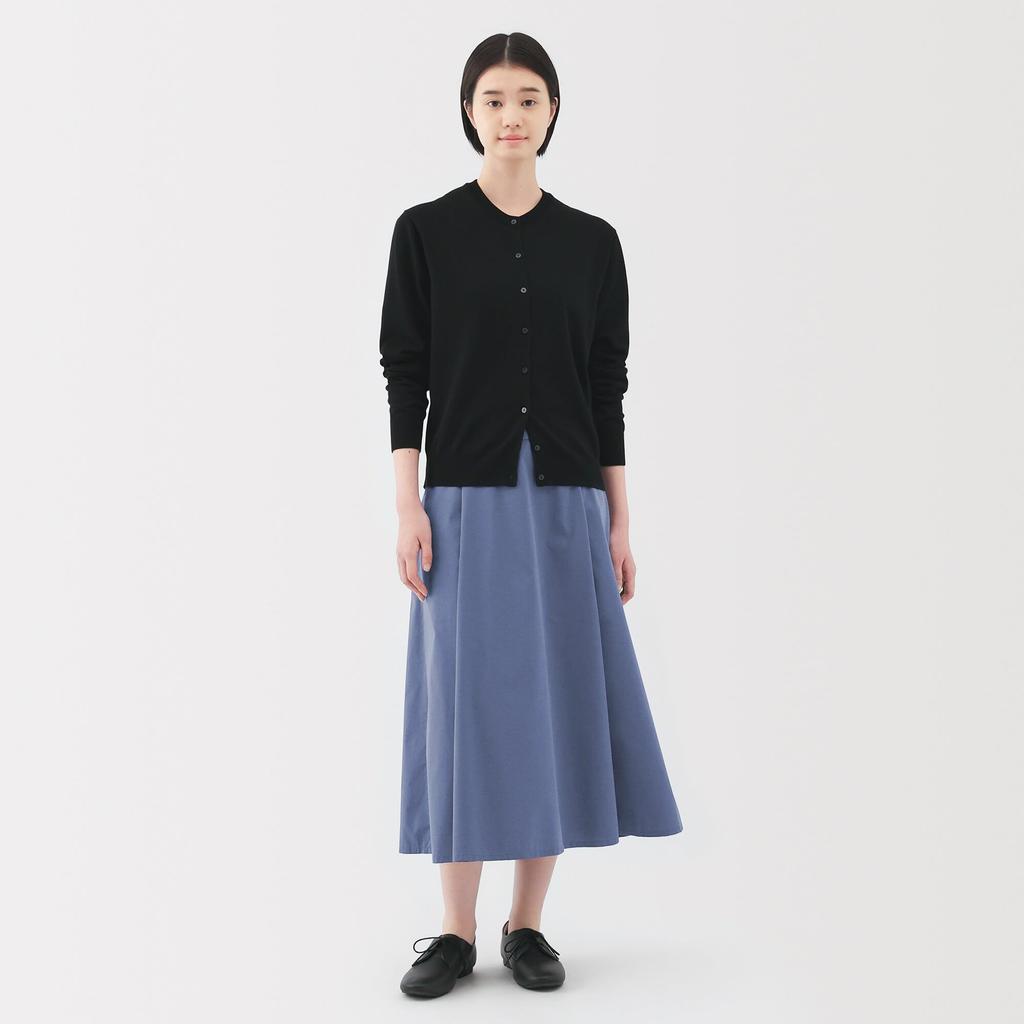 MUJI Women's Quick-Drying Broad Flare Skirt, BE1VAA5S, Smoky Blue, Size S