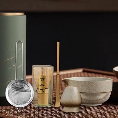 Matcha Set Ceramic Bowl with Spout for Tea Lovers Portable Sturdy Sifter Whisk Holder Ceremony