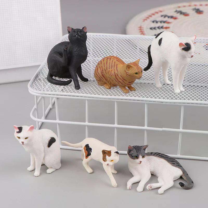 Cute Desktop Decoration Mini Pet Cat Model Ornament Solid Simulation Animal Model Lying Orange Cat Figurine