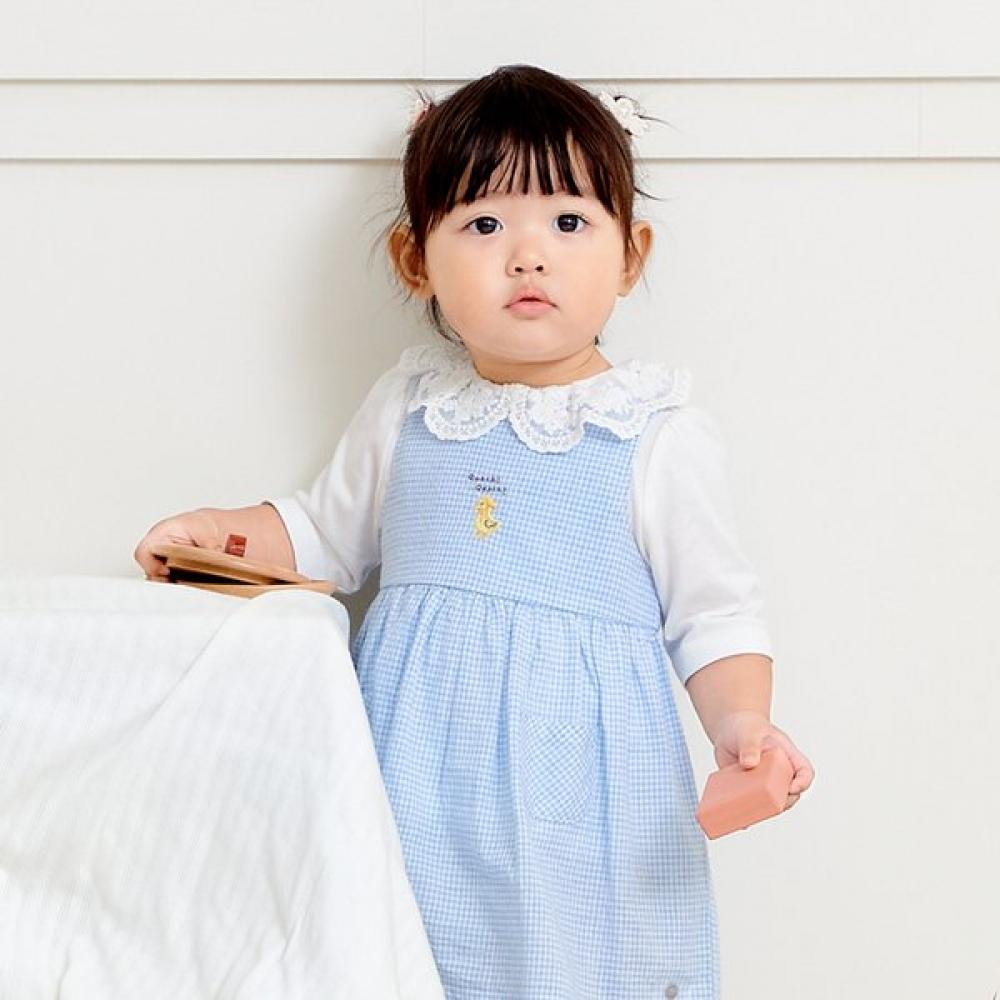 Organicmom Blue Check Half Sleeve Dress Set Mhstop08 No. 80