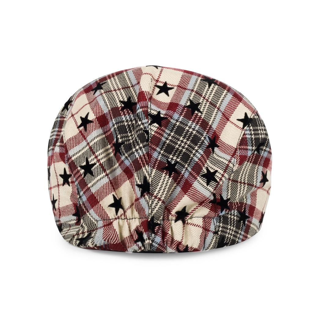 Retro Plaid Star Forward Hat for Women Autumn and Winter British Style Beret Painter's Hat