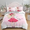 Cartoon Lovely Girls King Queen Duvet Cover Cute Little Girl Pattern Bedding Set Kids Pink Pretty 2/3pcs Polyester Quilt Cover