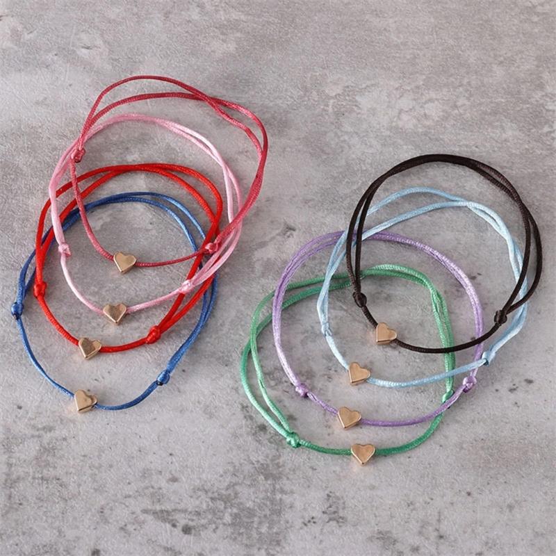 Set of 8 Delicate and Fashionable Heart Bracelets Delicate Heart Rope Stylish Hand Jewelry for Fashion Individuals