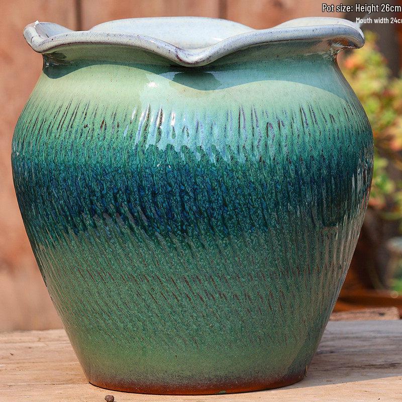 Retro Ceramic Wide Mouth Flower Pot - Tree Trunk Design for Succulents, Bougainvillea, Hydrangea, Roses  