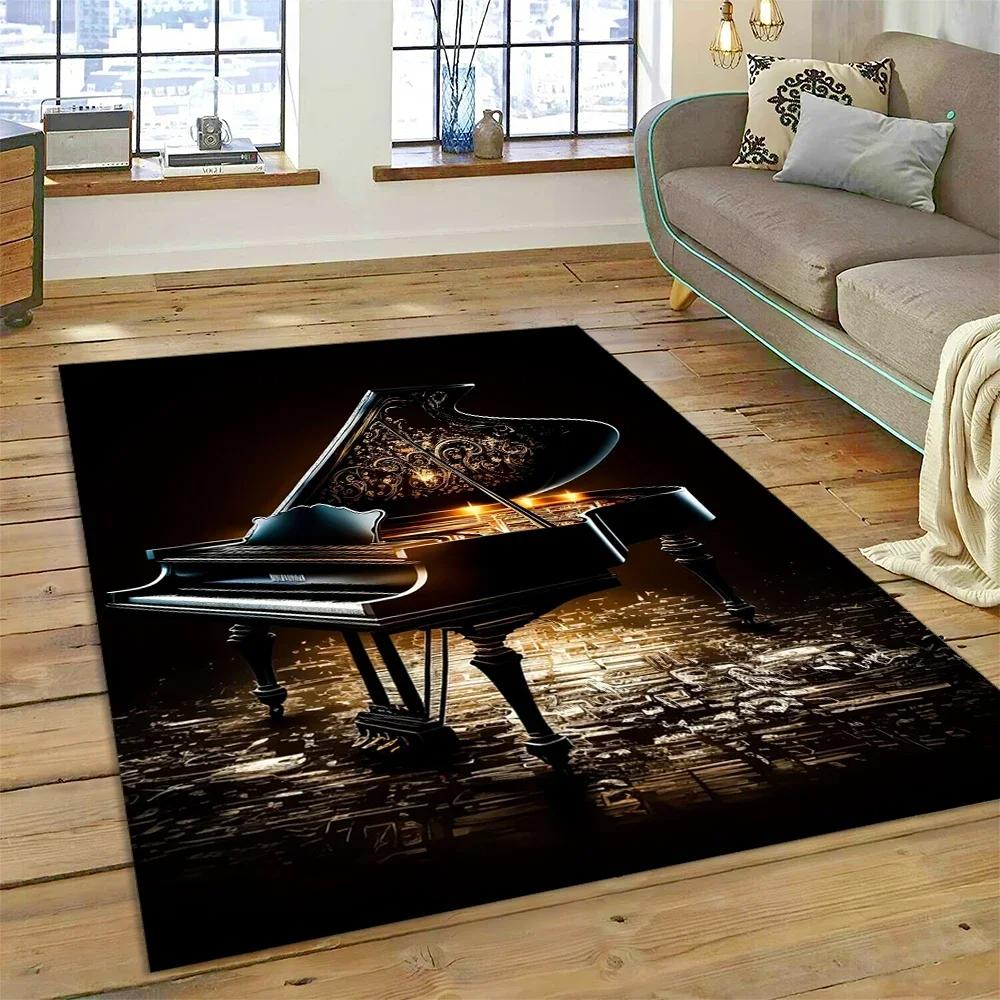 Covor Cartoon cu Chei de Pian 3D, Covoraș pentru Instrument Muzical, Decor pentru Casă, Sufragerie, Dormitor, Canapea, Preș de Intrare, Covor pentru Zona Copiilor, Covor Antiderapant pentru Podea