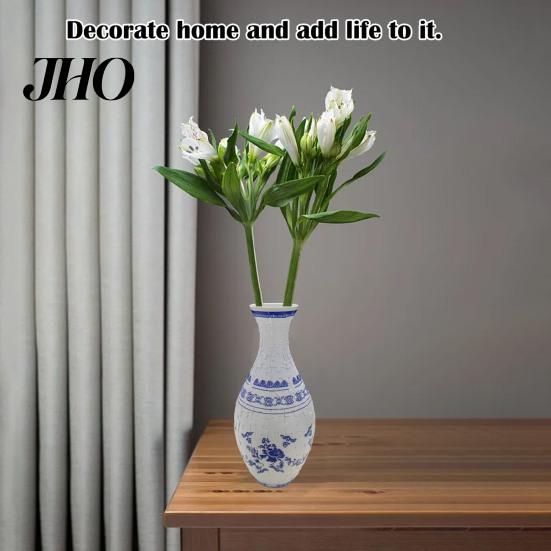 Handgefertigte Puzzle-Vase 3D-Puzzle DIY Blumenburg Meereswelle Boot Druck Florale Pflanzen Halter Behälter Kinder Lern-Bauspielzeug