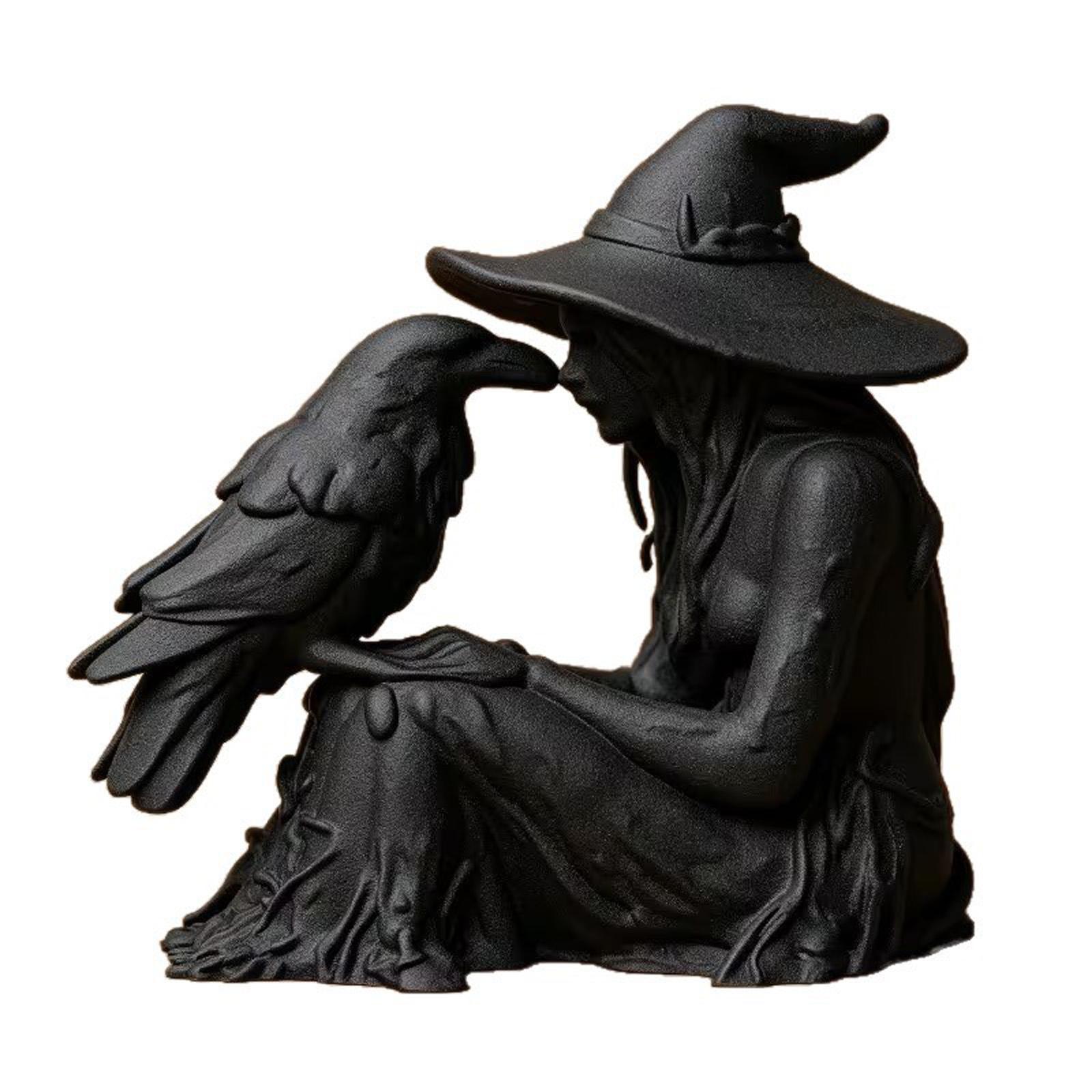 3D Printed Witch Figurine Gothic Decorative Statue Resin One Size