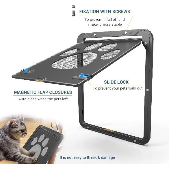 Petleso Dog Screen Door, Pet Screen Door Lockable Doggie Door for Screen Easy tall Pet Door for Doggy and Cat, Inner Size 8.25"×10.5" etleso