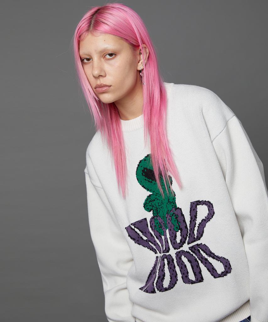 HOODHOOD Alien Graphic Knit Ivory