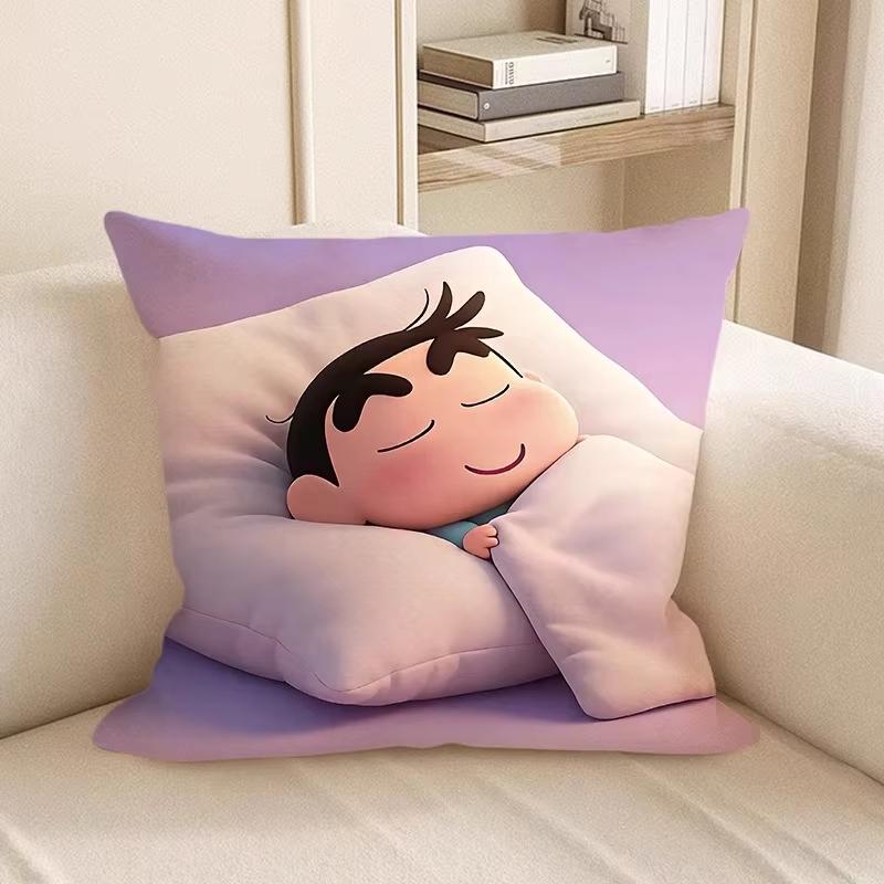 Cute Crayon Shin-chan Sleeping Pillow Covers Decorative Home Double-sided Print Square Pillow Bedroom Room Decoration Pillowcase