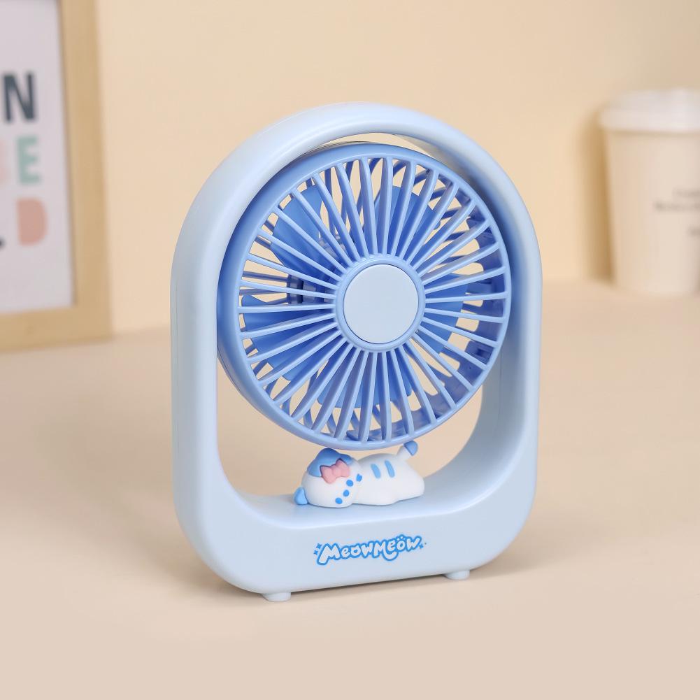Portable USB Rechargeable Cute Pet Desktop Fan - Silent, Compact for Dorms Color Box Packaging + USB Charging Cable