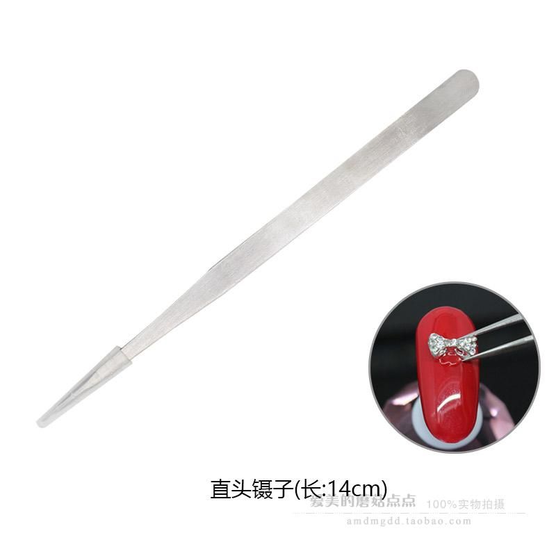 

2024 New Arrival Internet Hot Black White Heart Nail Sticker Decoration Small Pattern Nail Accessories Ins Style High-grade stainless steel straight tweezers]