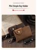 Universal Crazy Horse Leather Key Holder with Card Slot and Waist Buckle for Men and Women