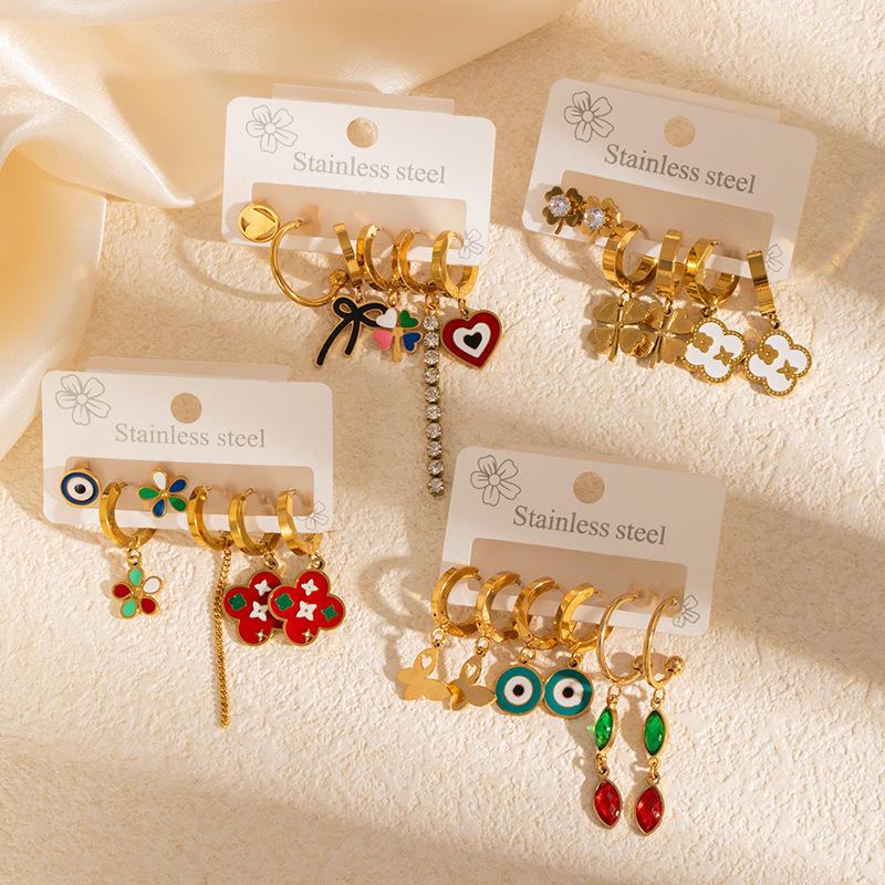 Stainless Steel Light Luxury Stud Earrings: Elegant Pastoral Style for Daily Wear