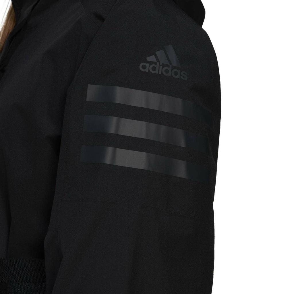 Adidas Kurtka damska z kapturem na sporty outdoorowe w jednolitym kolorze czarna HG8585