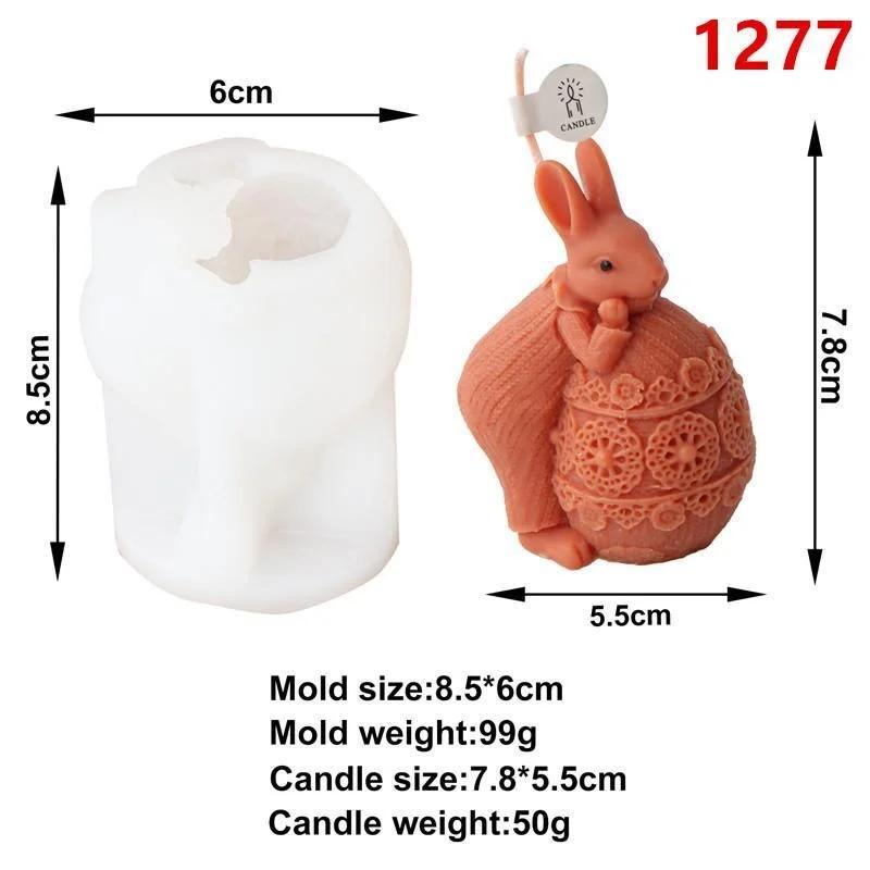 3D Rabbit Kickball Silicone Candle Mold DIY Easter Egg Gypsum Soap Epoxy Crystal Making Tools Table Top Decorative Crafts