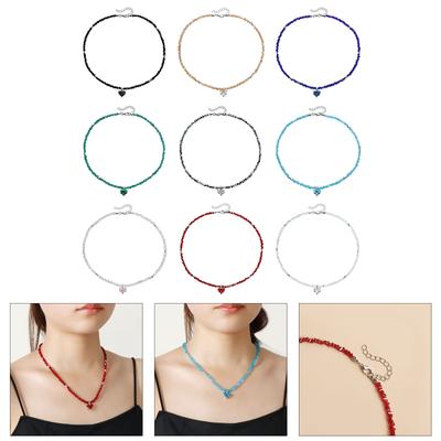 Elegante Collana Artigianale con Perline e Pendente a Cuore d'Amore Regolabile con Perline di Vetro per Donne alla Moda