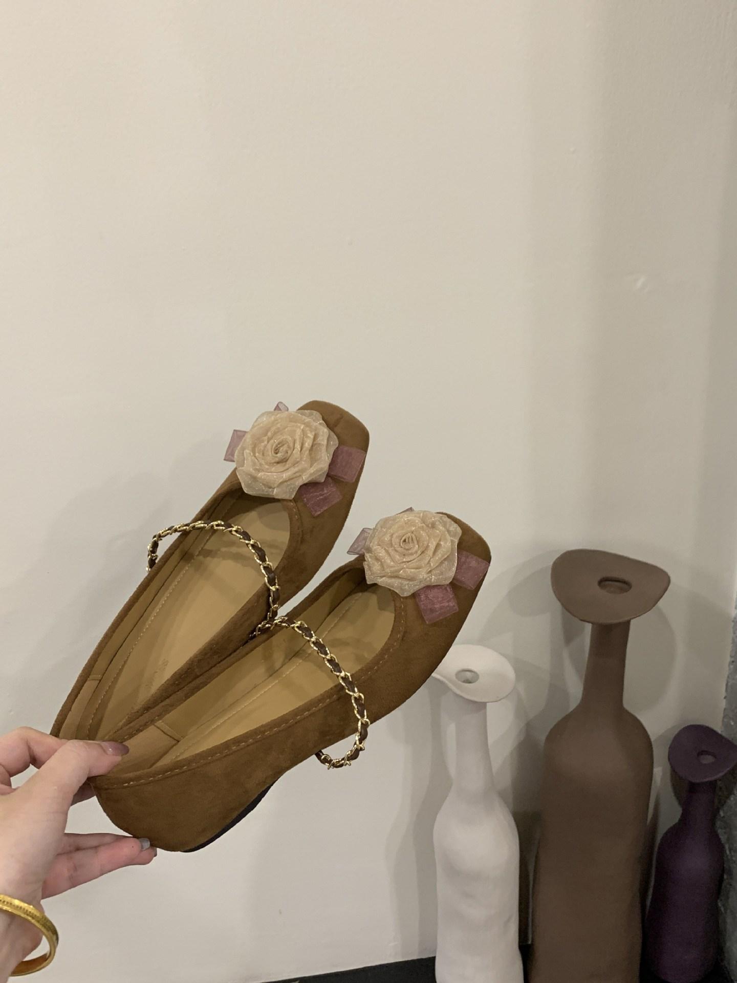 

New Chinese light mouth retro suede gentle fairy style temperament Mary Jane small single shoes 39 коричневый