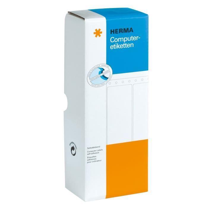 Etiquettes d'ordinateur continues - HERMA - 101,6x35,7mm - 1 voie - 4000 étiquettes - Blanches
