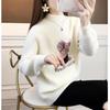 Golden Mink Half High Neck Sweater for Women Loose Long Sleeve Pullover Knitwear Autumn and Winter Pullover Sweater Female