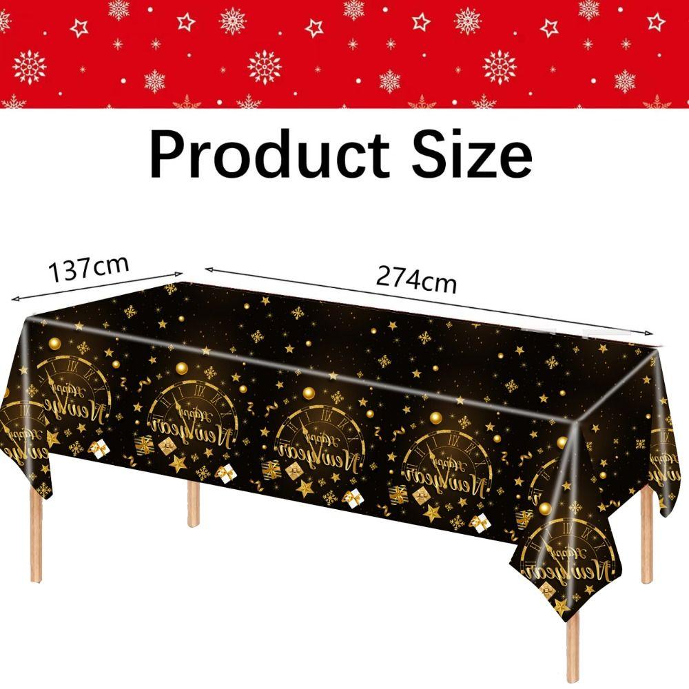 Cute Plastic New Year Tablecloth Bronzing Black Gold Disposable Tablecloths Disposable Table Decoration Table Cover New Year