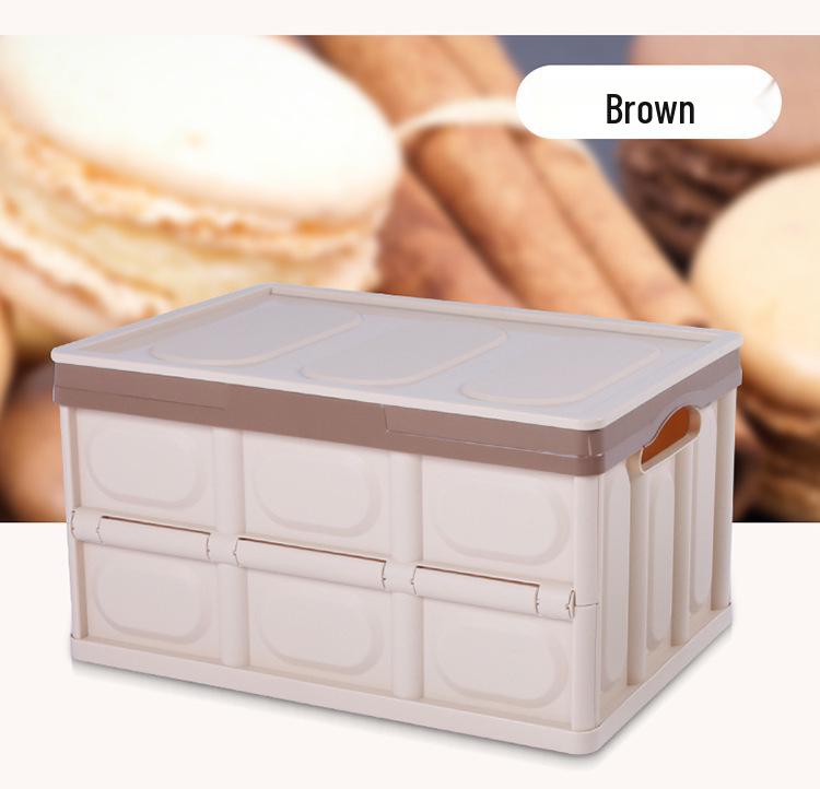 Portable Dual-Use Car and Home Folding Storage Box with Wooden Lid