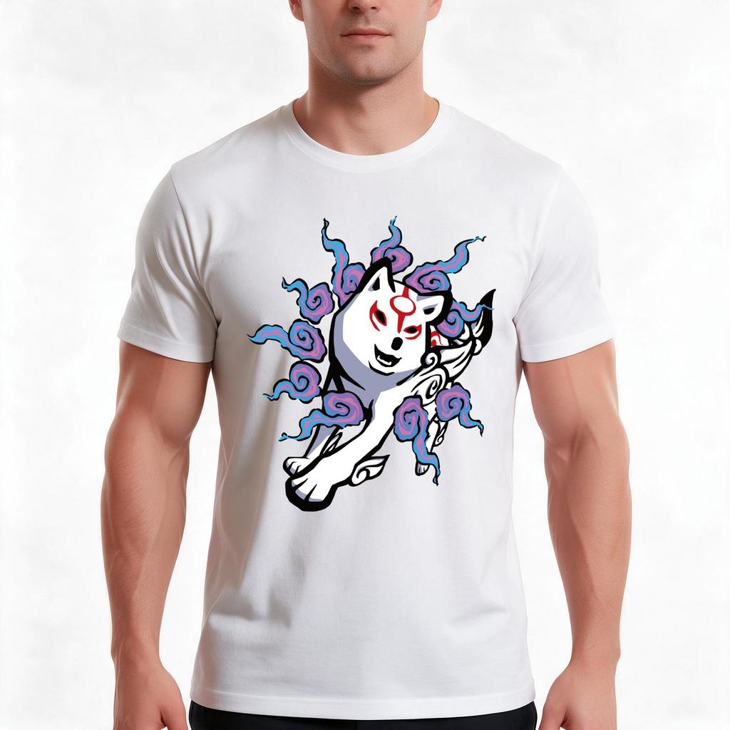 Okami Ressurection Beads Tshirt Summer Casual Cotton Tee Oversized Streetwear Tops Vintage Graphic Print Unisex Unisex Unisex