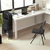 Linen-Look Set of Four Cushioned Folding Chairs - Black