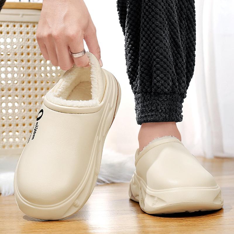 Winter Men's Warm Slippers Cotton Slippers Wrap Heels Outdoor Indoor Warm Shoes Men Home Bedroom Plush Warm Slippers 38-45