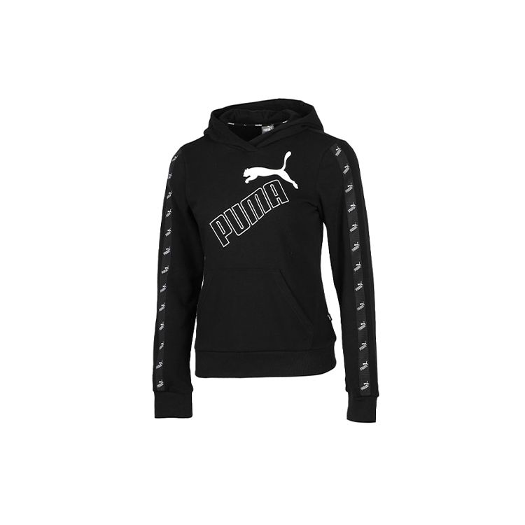 

Puma Logo Print Повседневная толстовка с капюшоном Женские топы Черный 586595-01