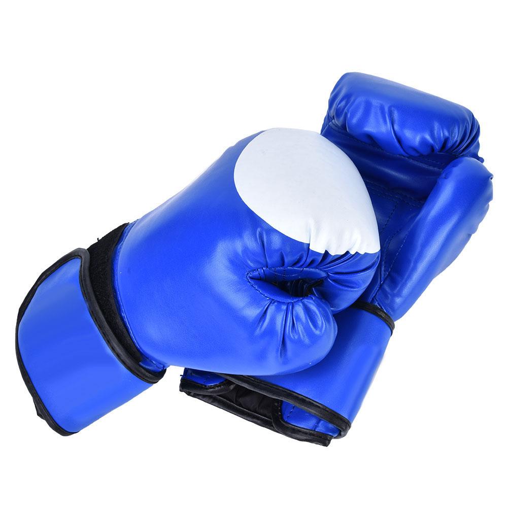 1 Pair PU Leather Boxing Gloves Sanda Punching Sparring Sandbag Training Mitts (Blue)