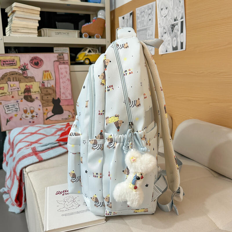 Tecknat tryck Student Skolväska Damryggsäck Stor Kapacitet Ryggsäck