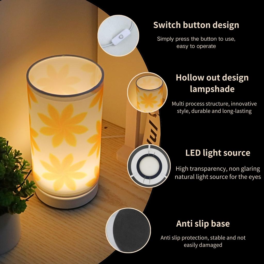 Modern Minimalist Fabric Warm Light Desk Lamp, USB Switch Bedroom Bedside Ambient Light, Living Room and Study Decoration