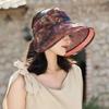 Cappello da Sole in Rete Traspirante con Parte Superiore Semi-vuota, Ampia Visiera, Protezione Completa del Viso, Cappello con Stampa Retro, Pieghevole, Portatile, Cappello Sportivo