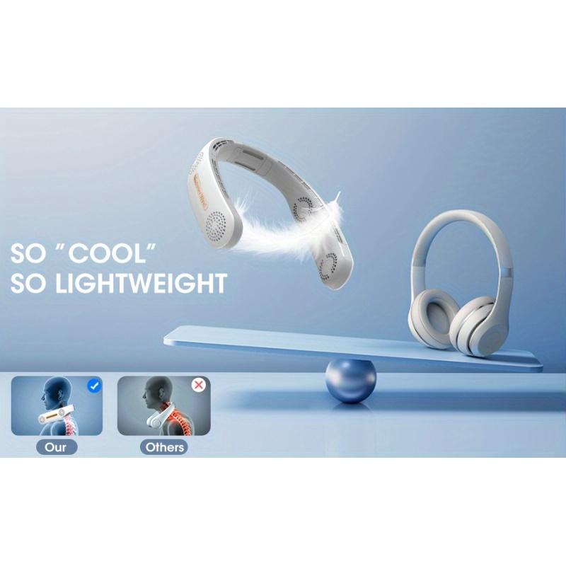 1pc Hands-Free Portable Neck Fan - Rechargeable, Bladeless, 3 Speeds, 360° Cooling, USB Wearable