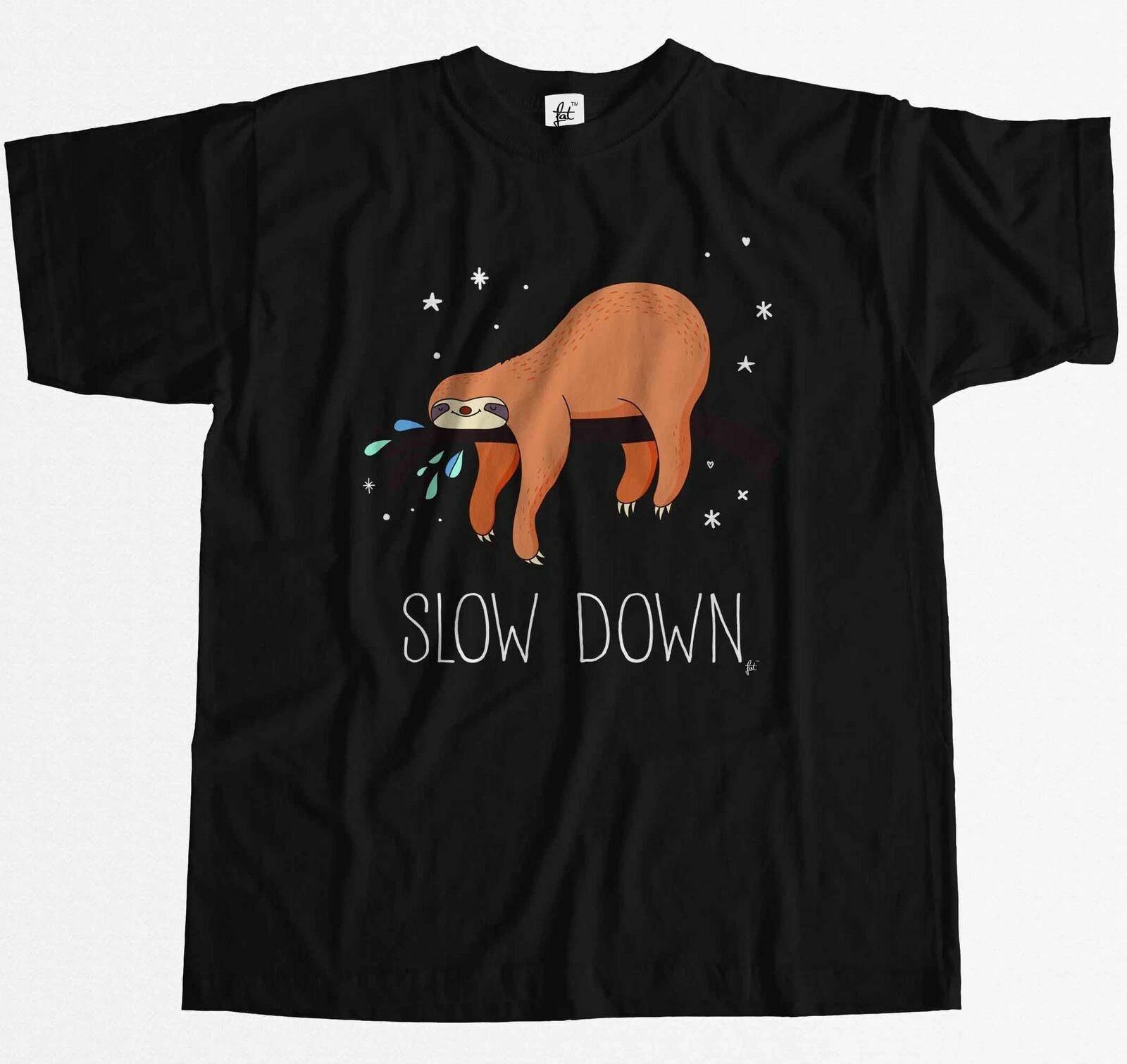 Slow Down Sloth Sleeping In Tree At Night Mens T-Shirt L