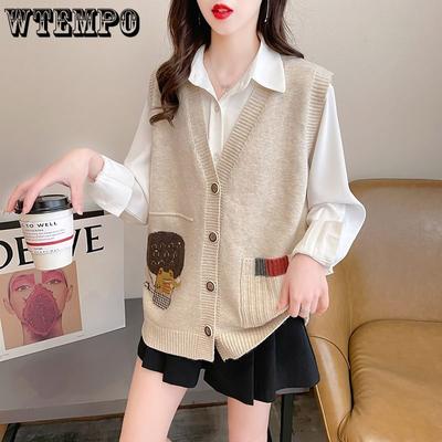 Colete Suéter Feminino Sem Mangas Colete Vestir Solto Suéter De Fundo Na Primavera Outono Twist Malha Pullover