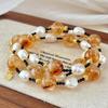 Vintage High Quality Natural Freshwater Pearl Citrine Contrasting Color Design Necklace Collarbone Chain
