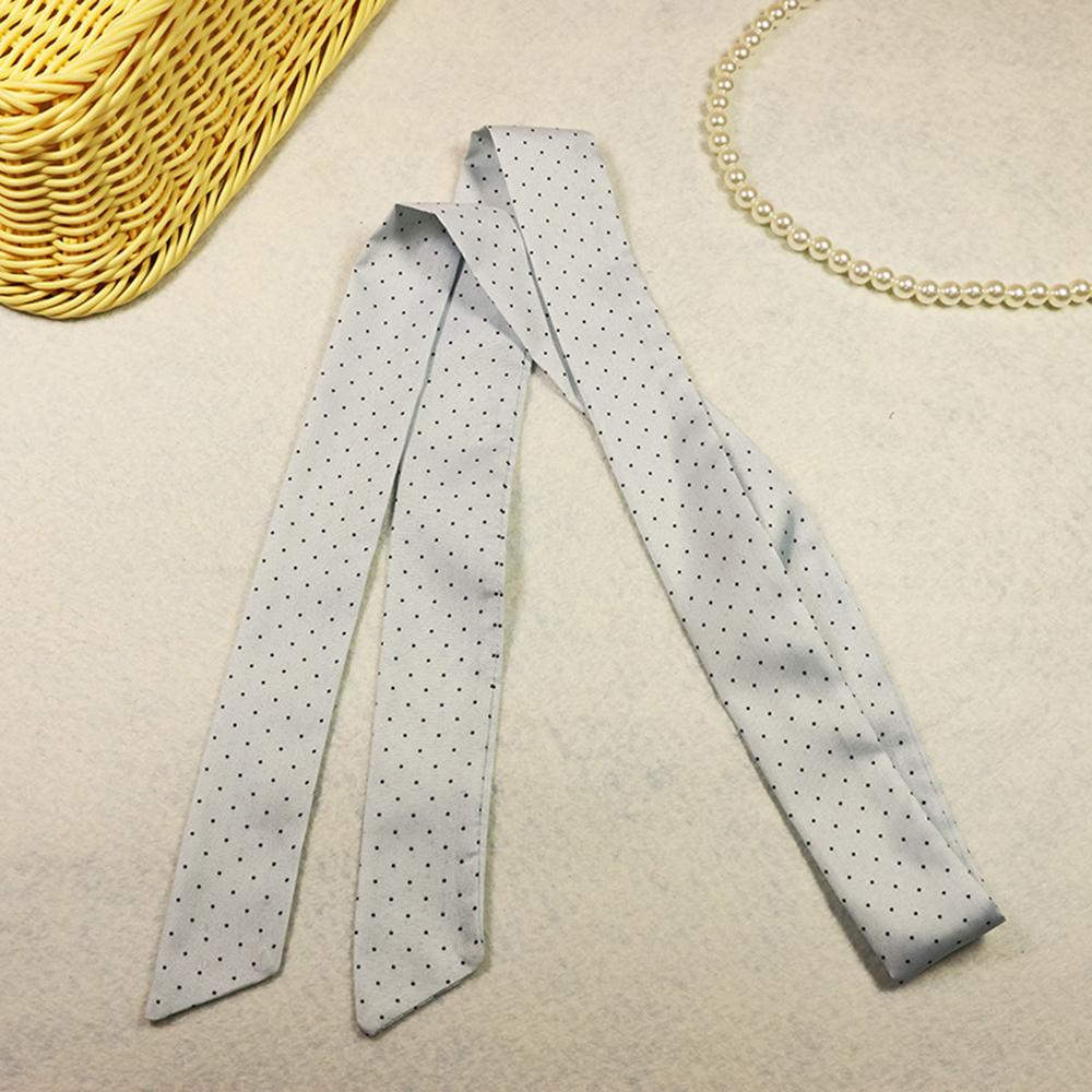 French Style High-End Black Polka Dot Scarf Women's Simple Black White Dot Long Scarf Fashion Ribbon Headband Choker Waist Belt