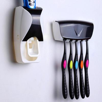 Automatischer Zahnpastaspender, Wandhalterung, staubdicht, Zahnbürstenhalter, Wandhalterung, Aufbewahrungsregal, Badezimmer-Zubehör-Set, Squeezer