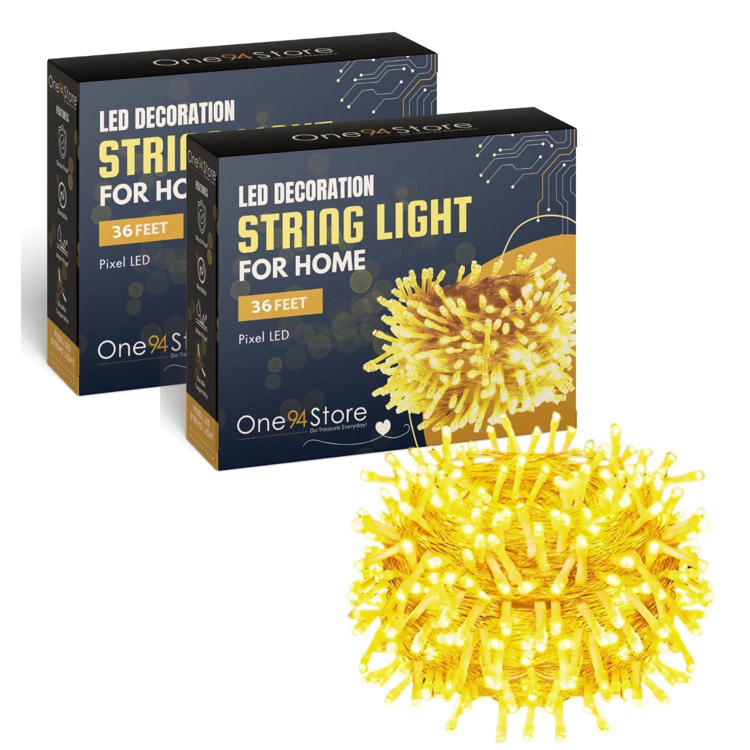 

(Pack of 2 36 Feet Long 36-Degree LED Bulb Copper Wire Fairy String Lights | Warm White Decorative Lights for Indoor & Outdoor